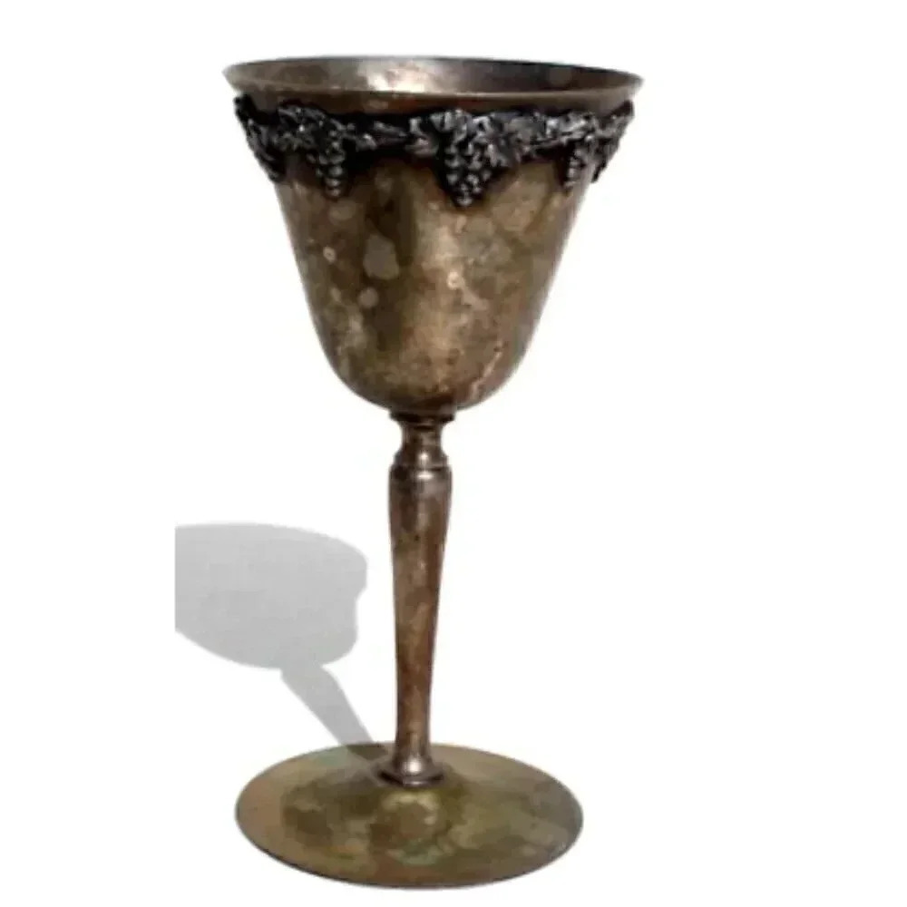 Vintage EPNS Silver Plated Goblet White Red Wine Drinking Cup W/ Grapes